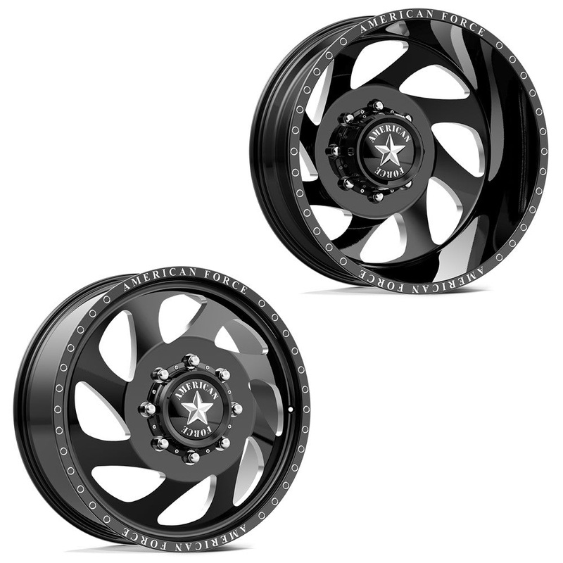 20×8.25 American Force DB05 Slab Gloss Black Milled 99-04 FORD DUALLY Wheels 8×170 Set of 6 (Fits up to 12.50 tire)