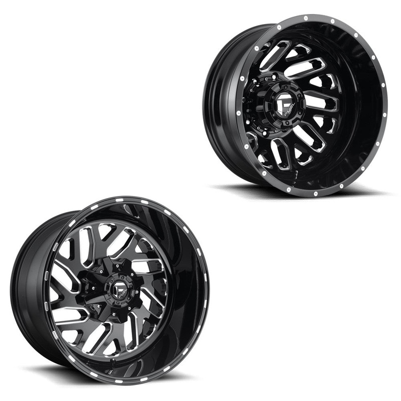 20×9 Fuel D581 Triton Gloss Black Milled 05-UP FORD DUALLY SUPER SINGLE Wheels 8 Lug Set of 6 (Fits UP to 12.50 tire)
