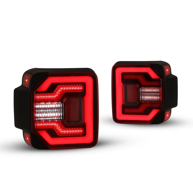 For 2018-2025 Jeep Wrangler JL & JLU  LED Sequential Taillights – Black / Red