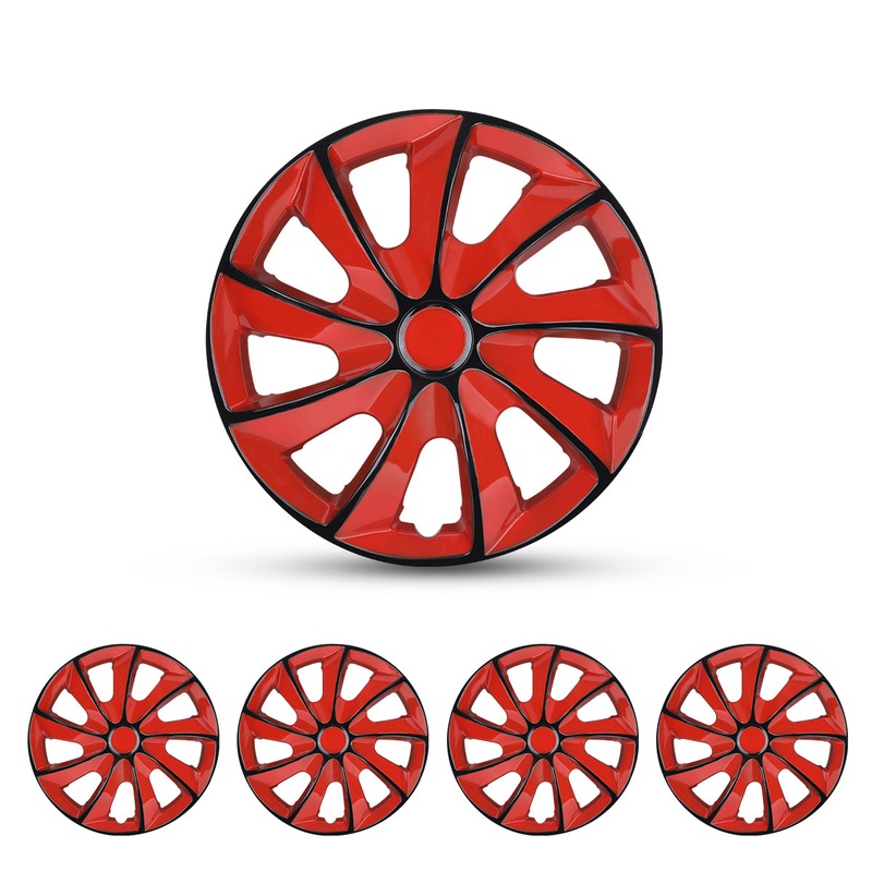 WINJET 16 inch Hubcaps Wheel Covers 5084 – Black & Red Lacquer