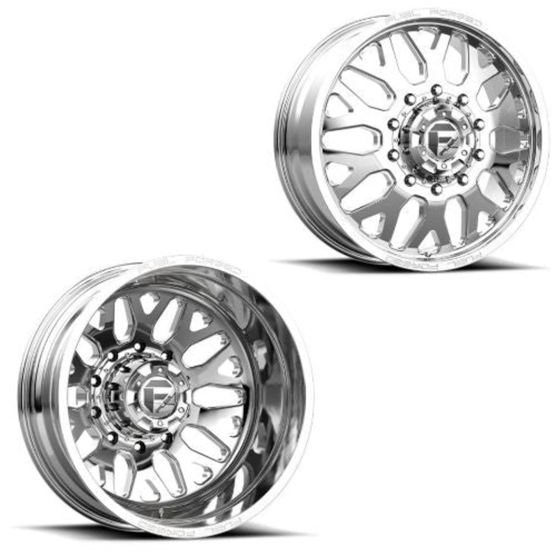 24×8.25 Fuel Forged FF19D Polished FORD F-450/F-550 DODGE 4500/5500 DUALLY Wheels 10×225 Set of 6 (Fits UP to 12.50 tire)