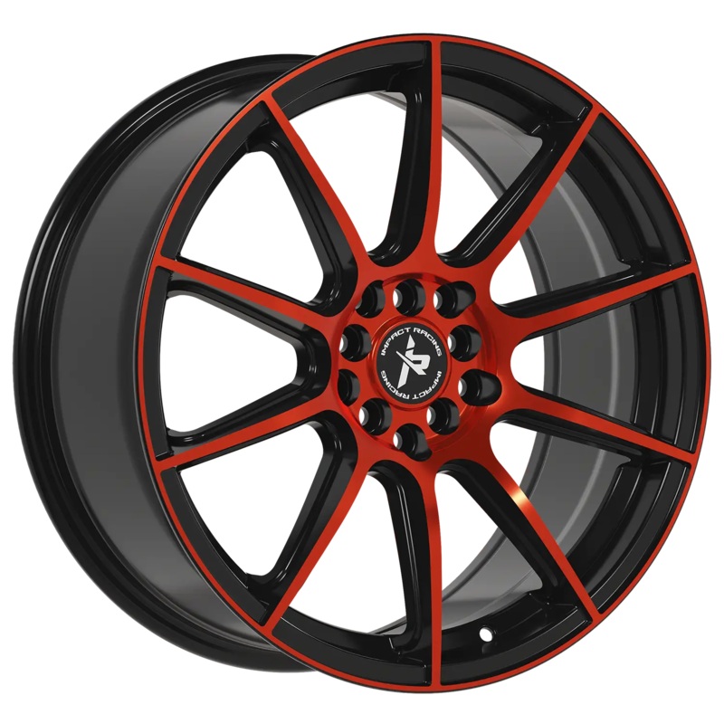 Impact Racing 18X8.0 Wheel |5X100/114.3 PCD |38mm Offset |73.1mm CB Gloss black with red Machined face Rims