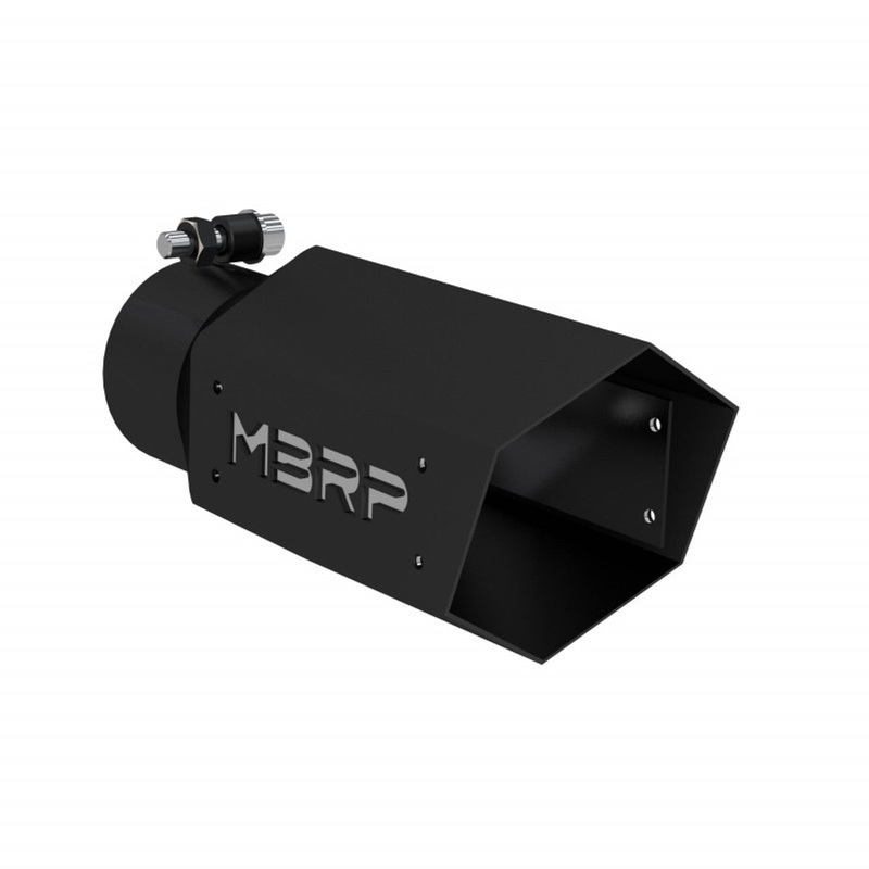 MBRP Tip, 4″ Hex 3″ ID inlet 10″ Length, SS MBRP Logo Plate, T5169BLK, Black Coated