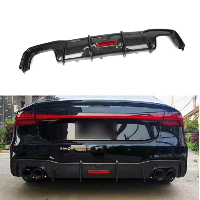 2019+ Audi A7/S7 Carbon Fiber KB Style Diffuser with LED Brake Light | C8 A7/S7