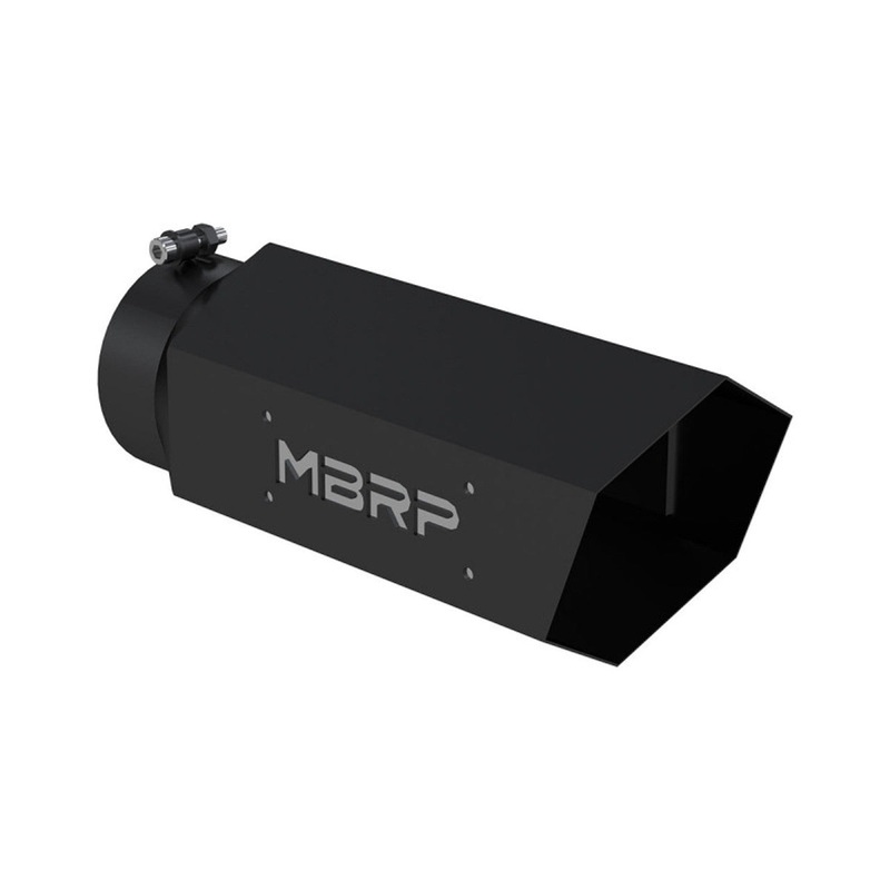 MBRP Tip, 6″ Hex Tip 5″ ID inlet 16″ length, MBRP Logo, Black Coated