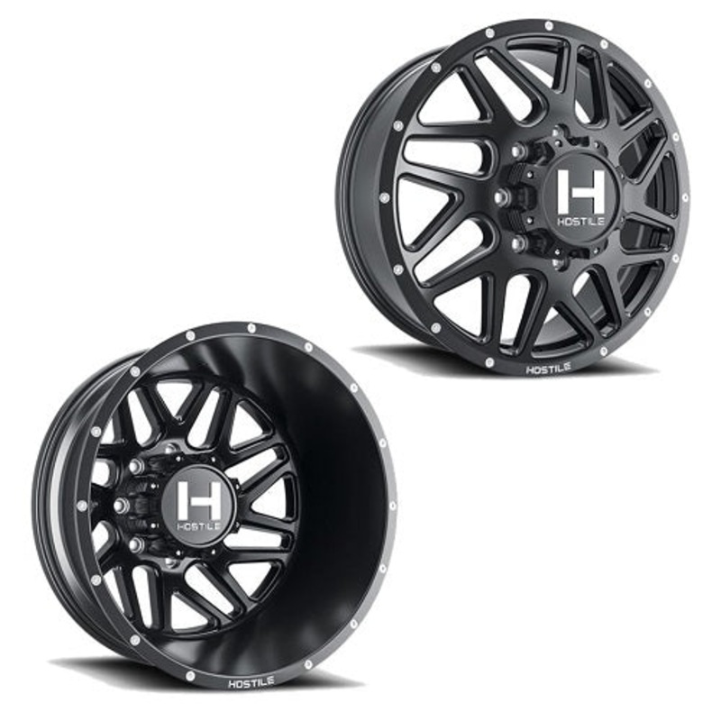 20×8.25 Hostile H401 Sprocket Satin Black PRE-11 GM PRE-19 DODGE DUALLY Wheels 8×6.5 Set of 6 (Fits UP to 12.50 tire)