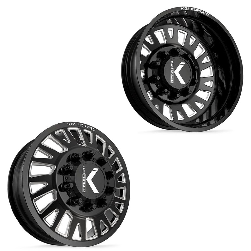 24×8.25 KG1 Forged KD001 Master Gloss Black Premium Milled 11-UP GM DIRECTIONAL DUALLY Wheels 8×210 Set of 6 (Lug Nuts/Adapters Included) Fits UP to 13.50 tire