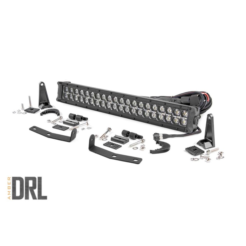 LED Light Kit | Bumper Mount | 20″ Black Dual Row | Amber DRL | Nissan Titan XD (16-24)