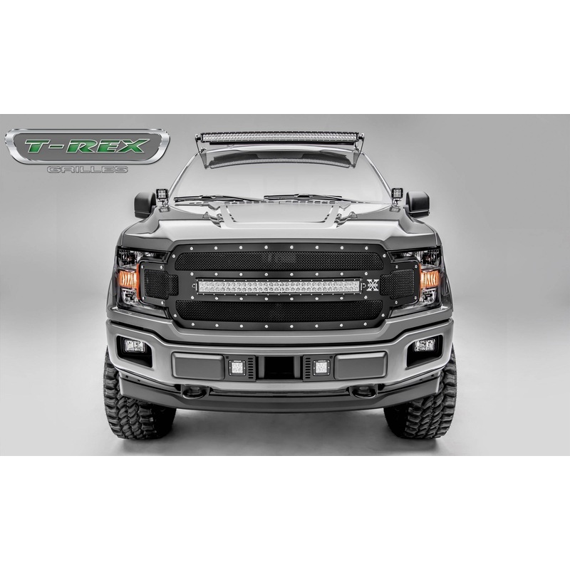 T-REX Grilles 6315711 Black Mild Steel Small Mesh Grille Fits 2018-2020 Ford F-150