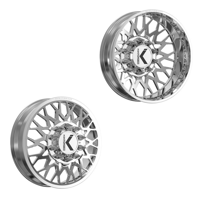 24×8.25 KG1 Forged KD019 Torture-D Polished 11-UP GM DUALLY Wheels 8×210 Set of 6 (Lug Nuts/Adapters Included) Fits UP to 13.50 tire