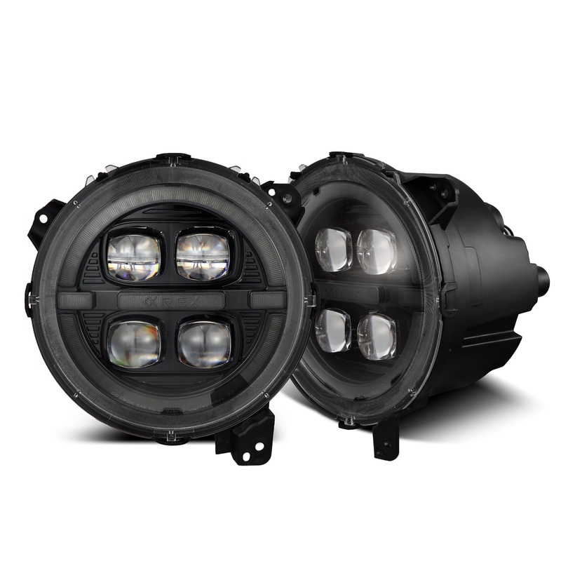 ALPHAREX 2018-2024 JEEP Gladiator JT NOVA-Series LED Projector Headlights Alpha-black