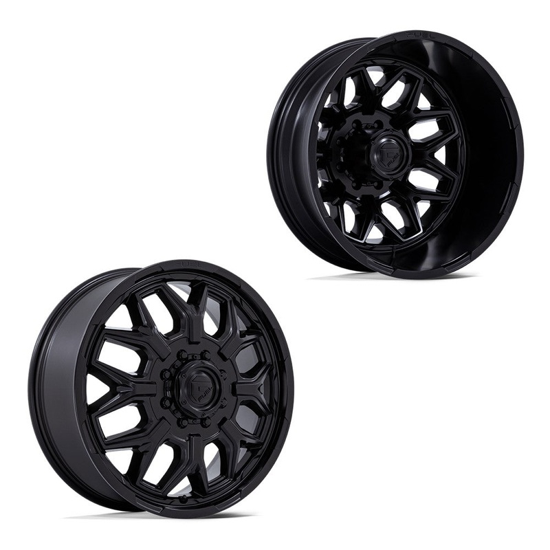 22×8.25 Fuel Off-Road D871 Flux Blackout 05-UP FORD 19-UP DODGE DUALLY Wheels 8×200 Set of 6 (Fits UP to 13.50 tire)