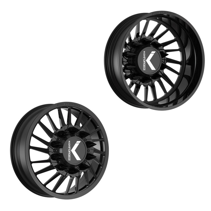 26×8.25 KG1 Forged KD038 Javelin-D Gloss Black FORD F-450/F-550 DODGE 4500/5500 DIRECTIONAL DUALLY Wheels 10×225 Set of 6 (Lug Nuts/Adapters Included) Fits UP to 13.50 tire