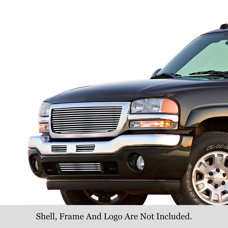 APS GR07HGI78S Main Upper & Top Bumper & Lower Bumper Stainless Steel Billet Grille Fits 2003-2006 GMC Sierra 1500