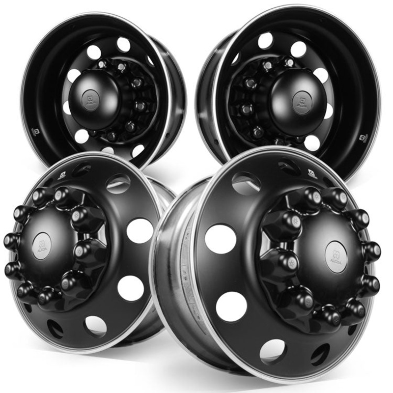 22.5 Alcoa Dura-Black Aluminum 10x285mm 4 Wheel Kit