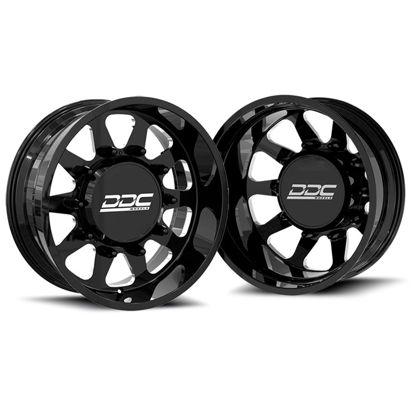 22×8.25 DDC The Ten Black Milled 99-04 FORD FORGED DUALLY Wheels 8×170 Set of 6 (Lug Nuts/Billet Lug Covers Incl) Fits UP to 12.50 tire
