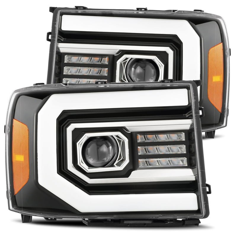 ALPHAREX 2007-2013 GMC Sierra PRO-Series Halogen Projector Headlights Jet Black