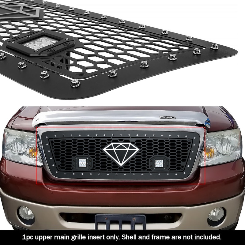 APS GR06LEH15L Main Upper Rivet Grille Fits 2004-2008 Ford F-150