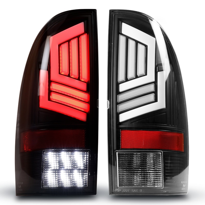 For 2005-2015 Toyota Tacoma LED Tail Lights Assembly Replacement OEM – Matte Black/Clear