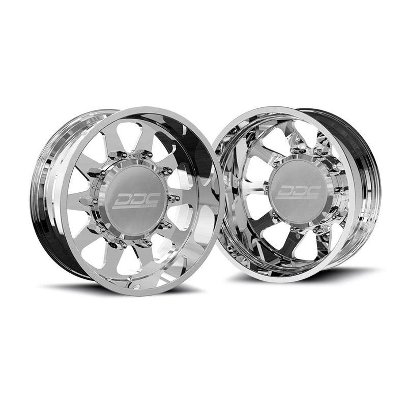 22×10 DDC Ten Pol FORD F-450/F-550 DODGE 4500/5500 FORGED DUALLY SUPER SINGLE Wheels 10 Lug Set of 6 (Lug Nuts AND Billet Lug Covers Included) Fits UP to 12.50 tire