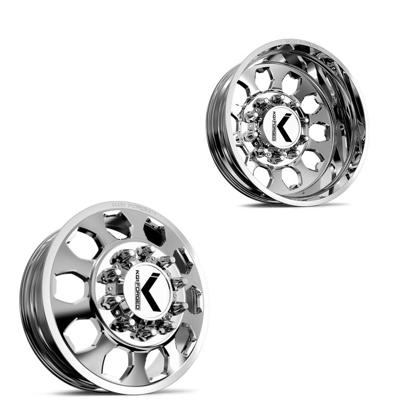 26×8.25 KG1 Forged KD003 Sarge Polished 11-UP GM DUALLY Wheels 8×210 Set of 6 (Lug Nuts/Adapters Included) Fits UP to 13.50 tire