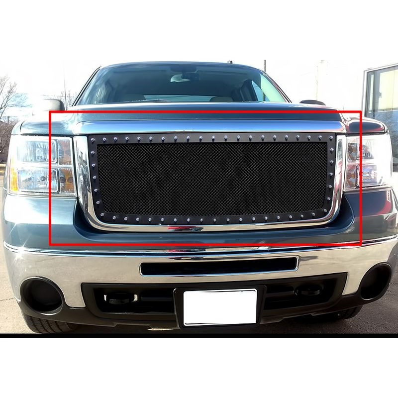 APS GR07LFE22H Main Upper Rivet Grille Fits 2007-2010 GMC Sierra 2500 HD