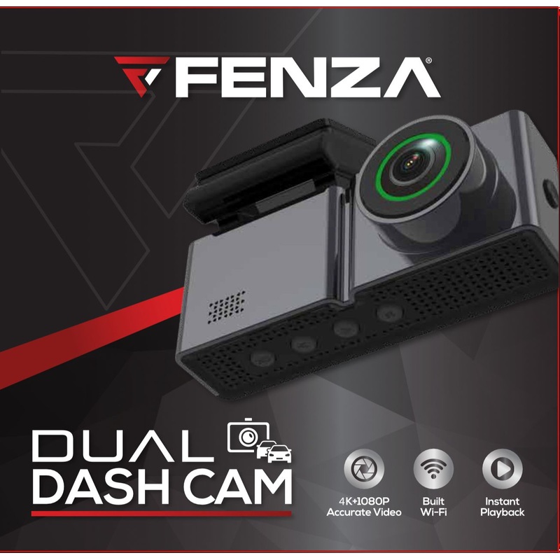 FENZA Dual Dash Cam  4K Front + 1080P Rear | Built-in Wi-Fi & Night Vision