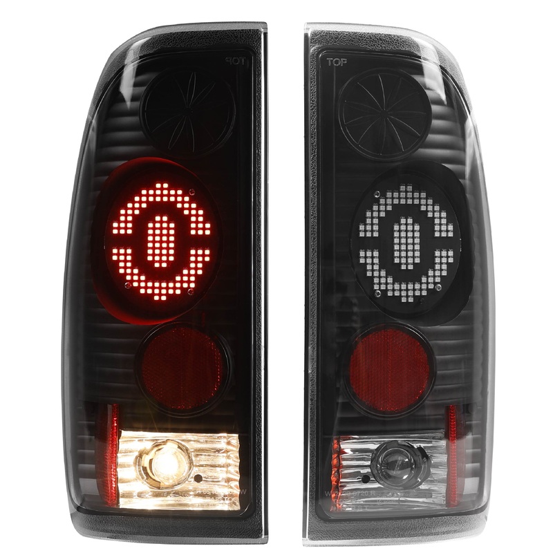 For 1997-2004 Ford F-150/1997-2007 Ford F-250 F-350 F-450 F-550 Super Duty LED Tail Lights – Glossy Black/ Clear