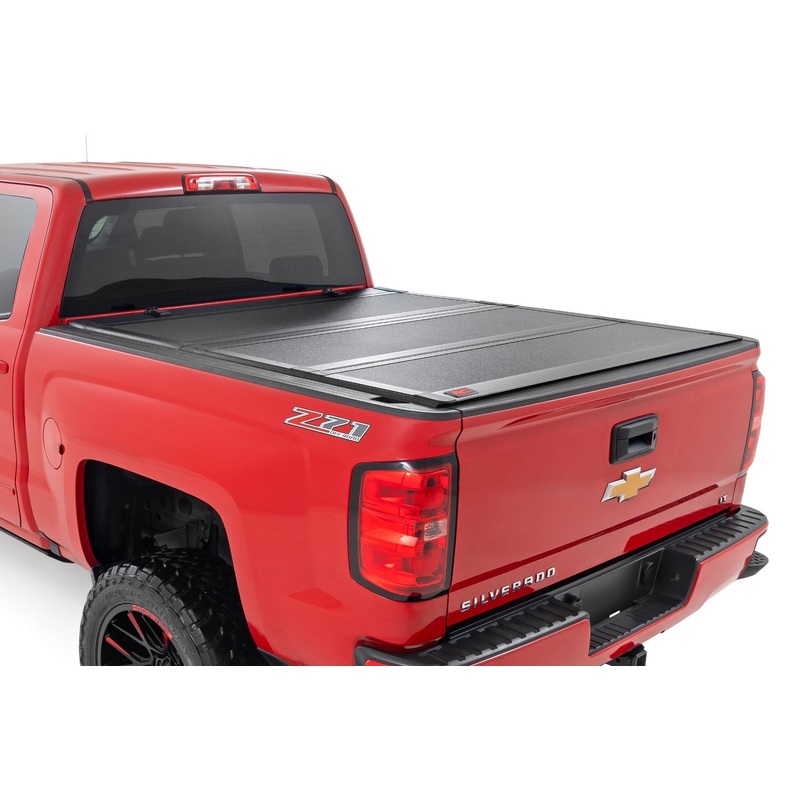 Hard Tri-Fold Flip Up Bed Cover | 6’7″ Bed | Rail Cap | Chevy/GMC 1500/2500HD/3500HD (14-19)
