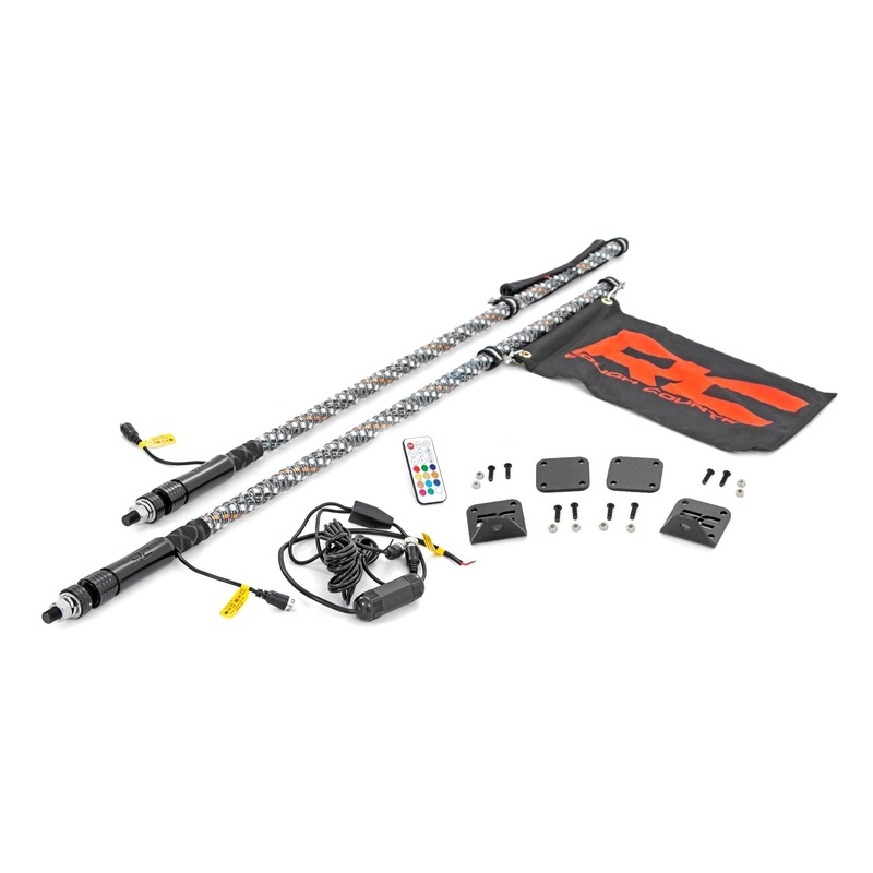 Whip Mount | Bed |  4′ Multl-Color LED Whip Pair | Honda Talon 1000