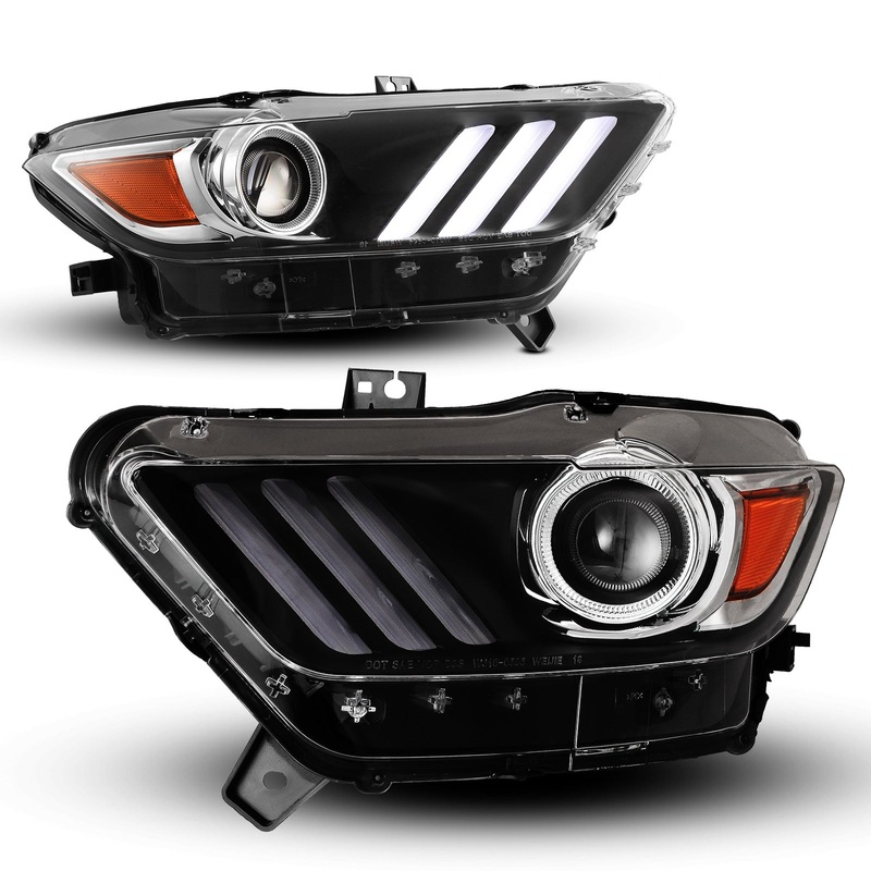 For 2015-2017 Ford Mustang Coupe & Convertible/2016-2020 Ford Shelby GT350/2020-2022 Ford Shelby GT500 Headlights – Black / Clear