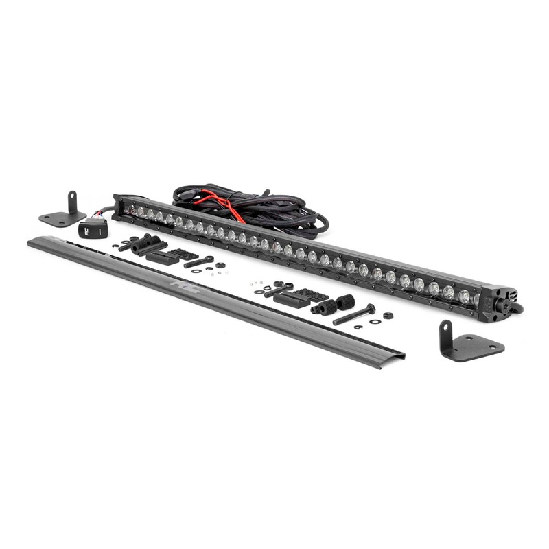 LED Light Kit | Hood Mount | 30″ Black Single Row | White DRL | Mahindra Roxor