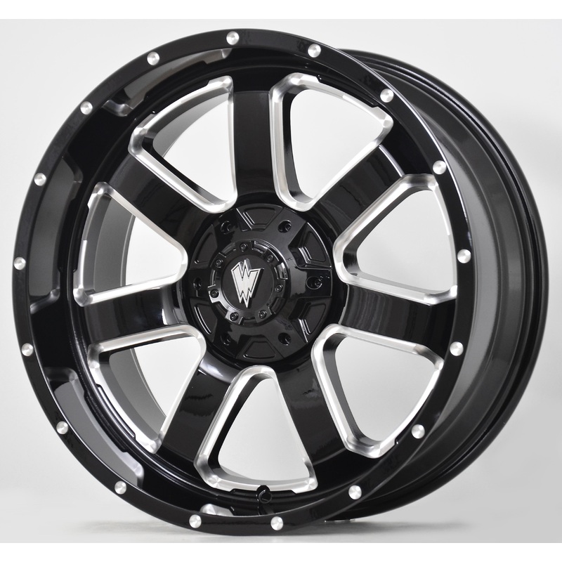 Waldoch Rebel 20X9 Glossy Black And Milled Side Spoke 8X180, 200908180BM