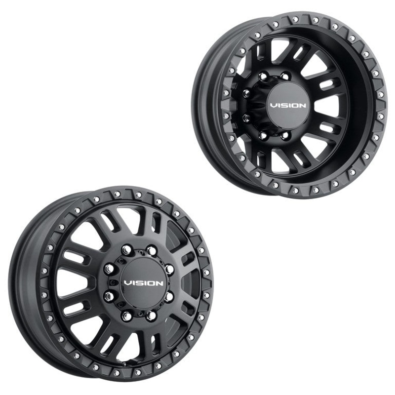 16×6 Vision 408 Manx 2 Dually Satin Black PRE-11 GM PRE-19 DODGE PRE-99 FORD Wheels 8×6.5 Set of 4 (Fits Stock Tire Sizing)