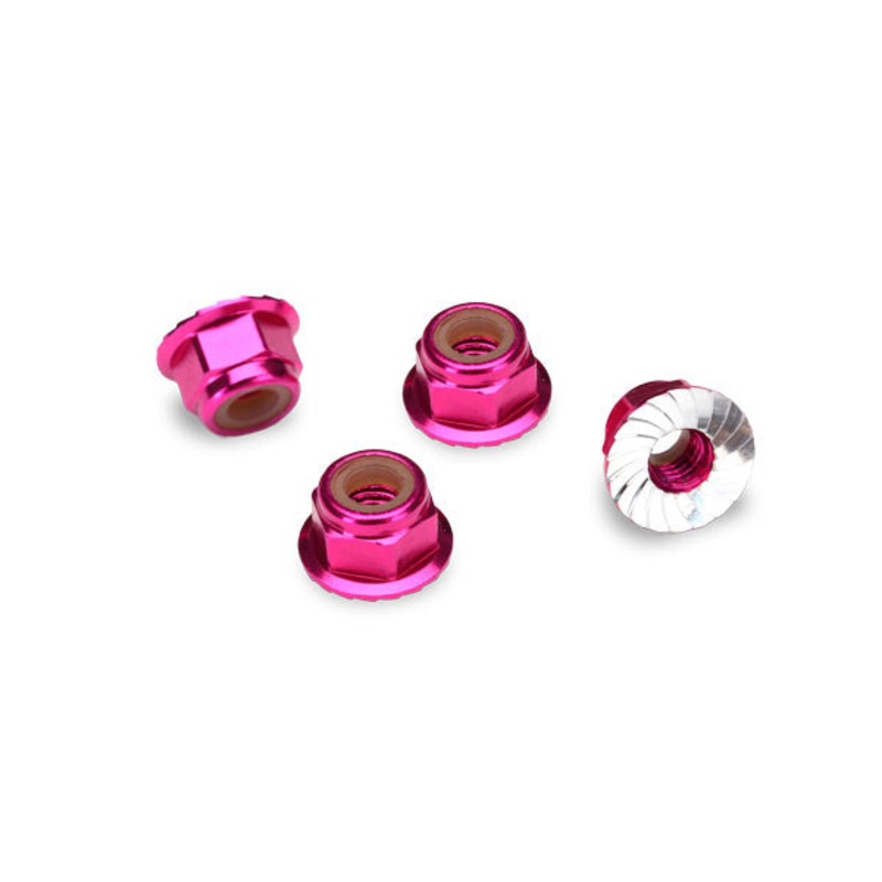 Traxxas Nuts 4mm Flanged Lock Pink