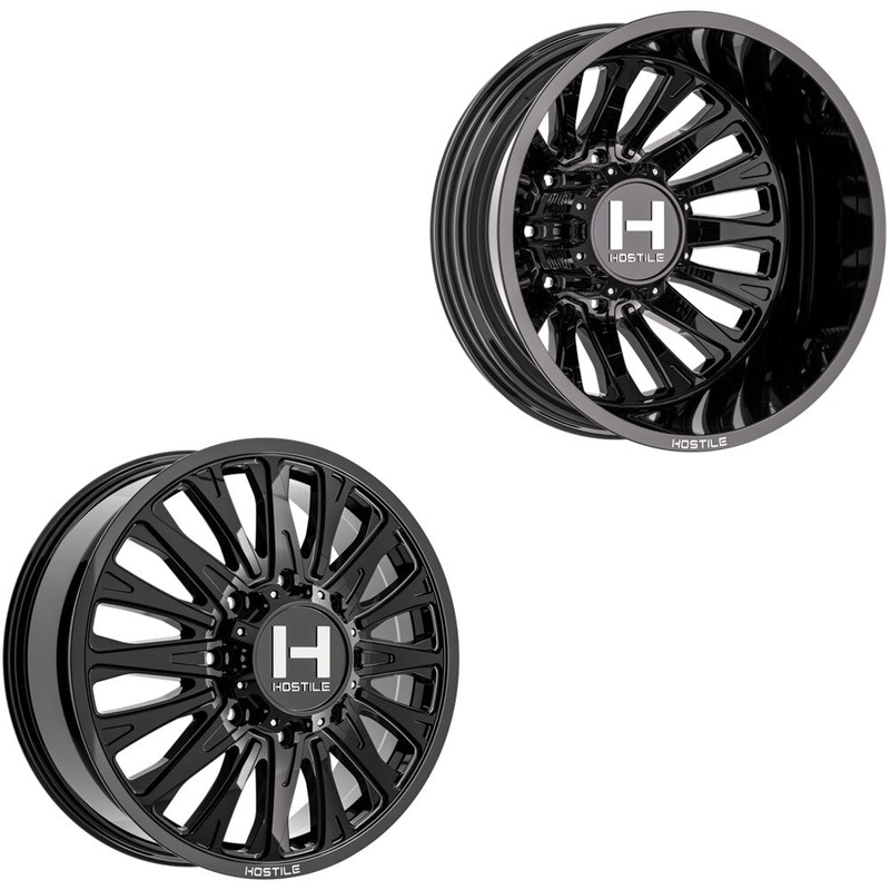 20×8.25 Hostile H404 Ghost Gloss Black 05-UP FORD 19-UP DODGE DUALLY Wheel 8×200 Set of 6 (Fits UP to 12.50 tire)