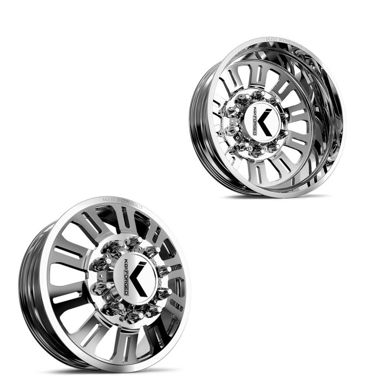 22×8.25 KG1 Forged KD004 Duel Polished W/ Dimpled Lip 05-UP FORD Wheels 8×200 Set of 6 (Lug Nuts/Adapters Included) Fits UP to 13.50 tire