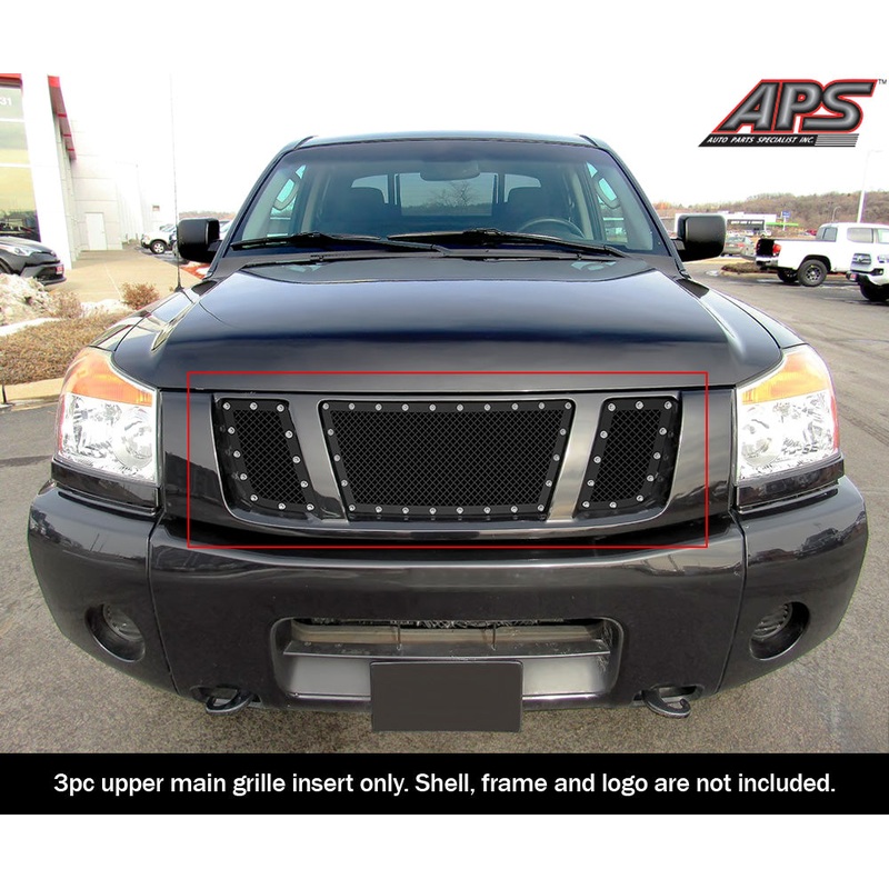 APS GR14LFE20H Main Upper Rivet Grille Fits 2008-2015 Nissan Titan