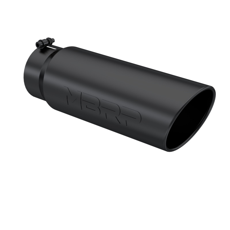 MBRP Tip, 6″ O.D. Angled Rolled End, 5″ inlet 18″ in length, Black Coated