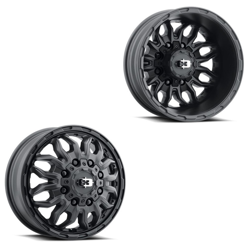 17×6.5 Vision 410 KorUPt Satin Black PRE-11 GM PRE-19 DODGE PRE-99 FORD DUALLY Wheels 8×6.5 Set of 4 (Fits Stock Tire Sizing)