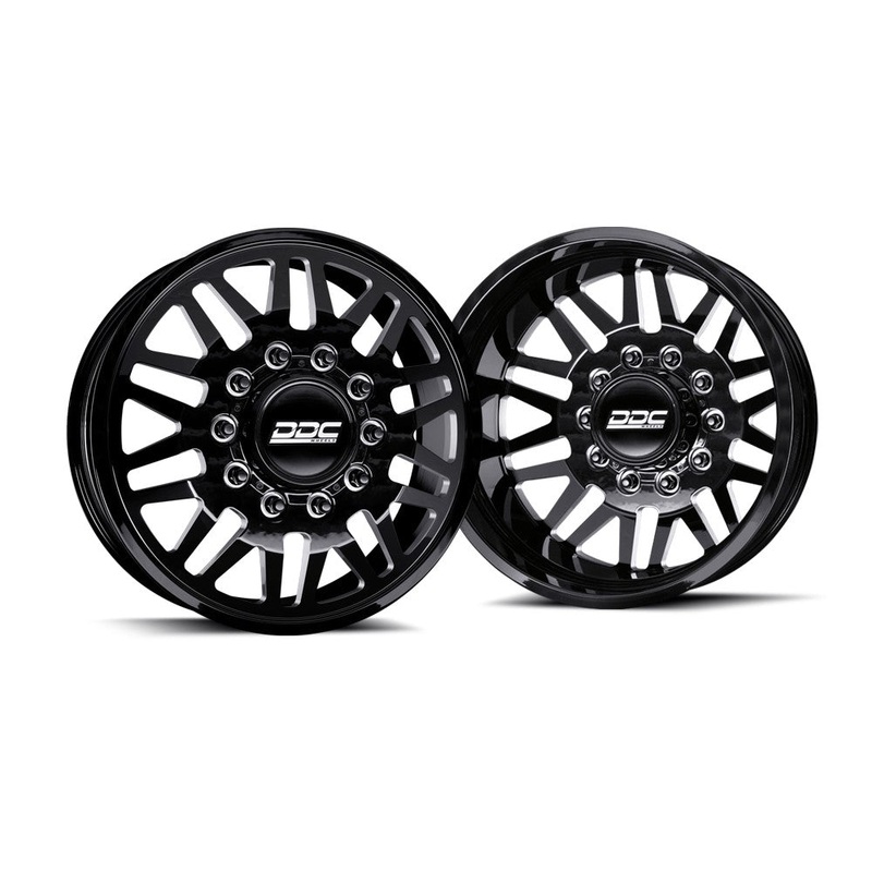 22×8.25 DDC Aftermath Black Milled FORD F-450/F-550 DODGE 4500/5500 DUALLY Wheels 10×225 Set of 6 (Lug Nuts Included) Fits UP to 12.50 tire