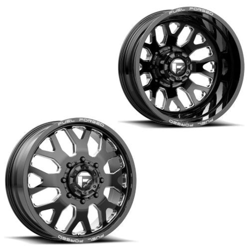 24×8.25 Fuel Forged FF19D Black Milled 11-UP GM DUALLY Wheels 8×210 Set of 6 (Fits UP to 12.50 tire)