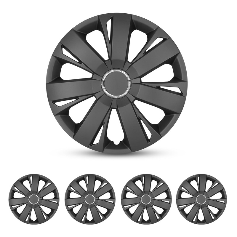 WINJET 15 inch Hubcaps Wheel Covers 5077 – Matte Black