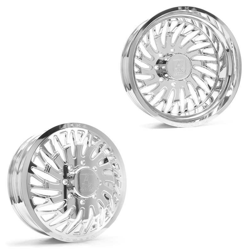 26×8.25 Axe AF10 Polished FORD F-450/F-550 DODGE 4500/5500 DIRECTIONAL FORGED DUALLY Wheels 10×225 Set of 6 (Fits UP to 13.50 tire)