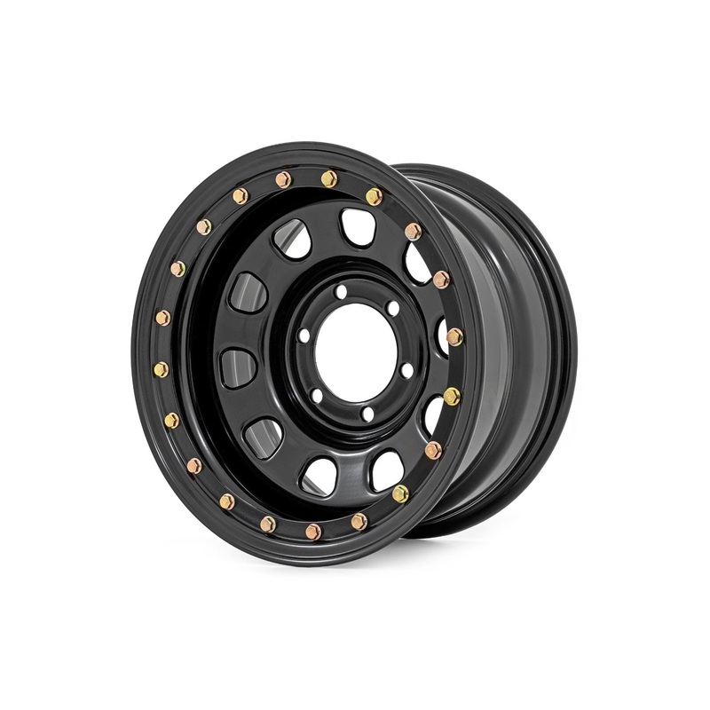 Steel Simulated Bead Lock Wheel | Black | 16×8 | 6×5.5 | 4.25 Bore | -12