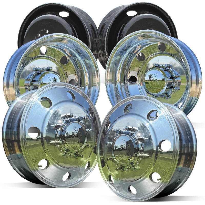 19.5×6 Northstar Mirror Polished Both Sides Ford F350 DRW 8X200m Kit (2005-Present)