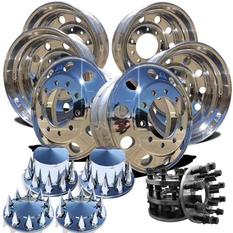 Alcoa 22.5 Wheels w/ 8 to 10 lug Adapter Kit (RAM 3500 DRW 1994-2018)