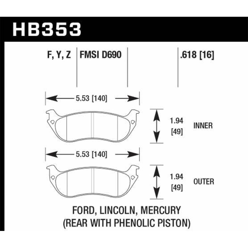 Hawk Performance HB353Y.618 LTS Disc Brake Pad