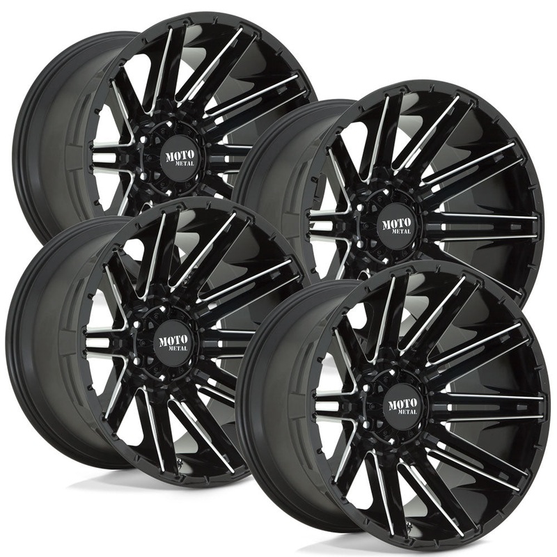 Moto Metal Kraken MO998 Black Aluminum Chevy/GMC SRW Wheel Kit (8×180)