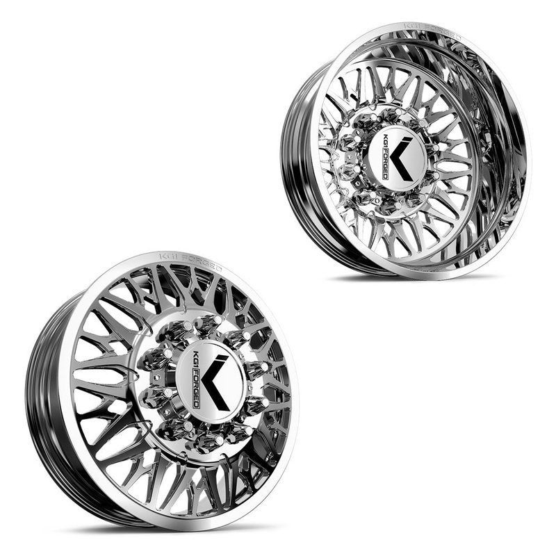 26×8.25 KG1 Forged KD014 Trident-D Polished 99-04 FORD DUALLY Wheels 8×170 Set of 6 (Lug Nuts/Adapters Included) Fits UP to 13.50 tire